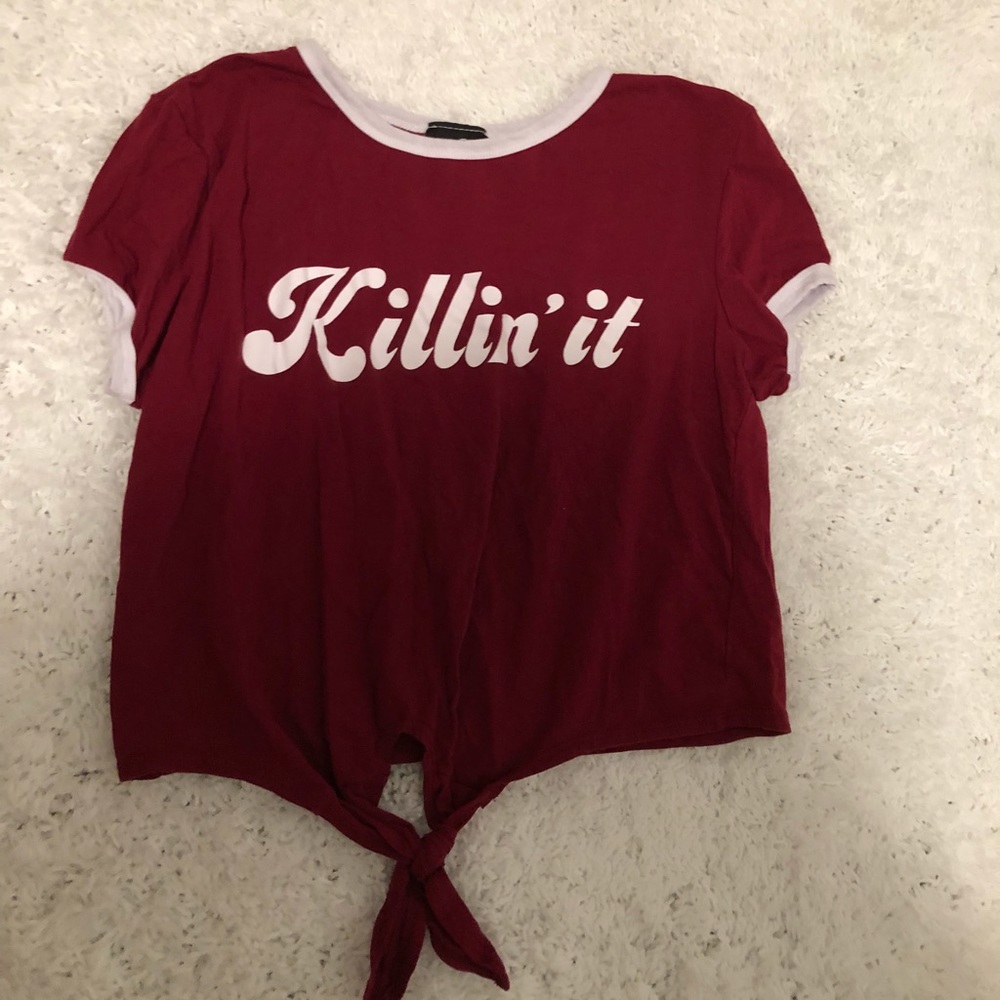 red & white crop top